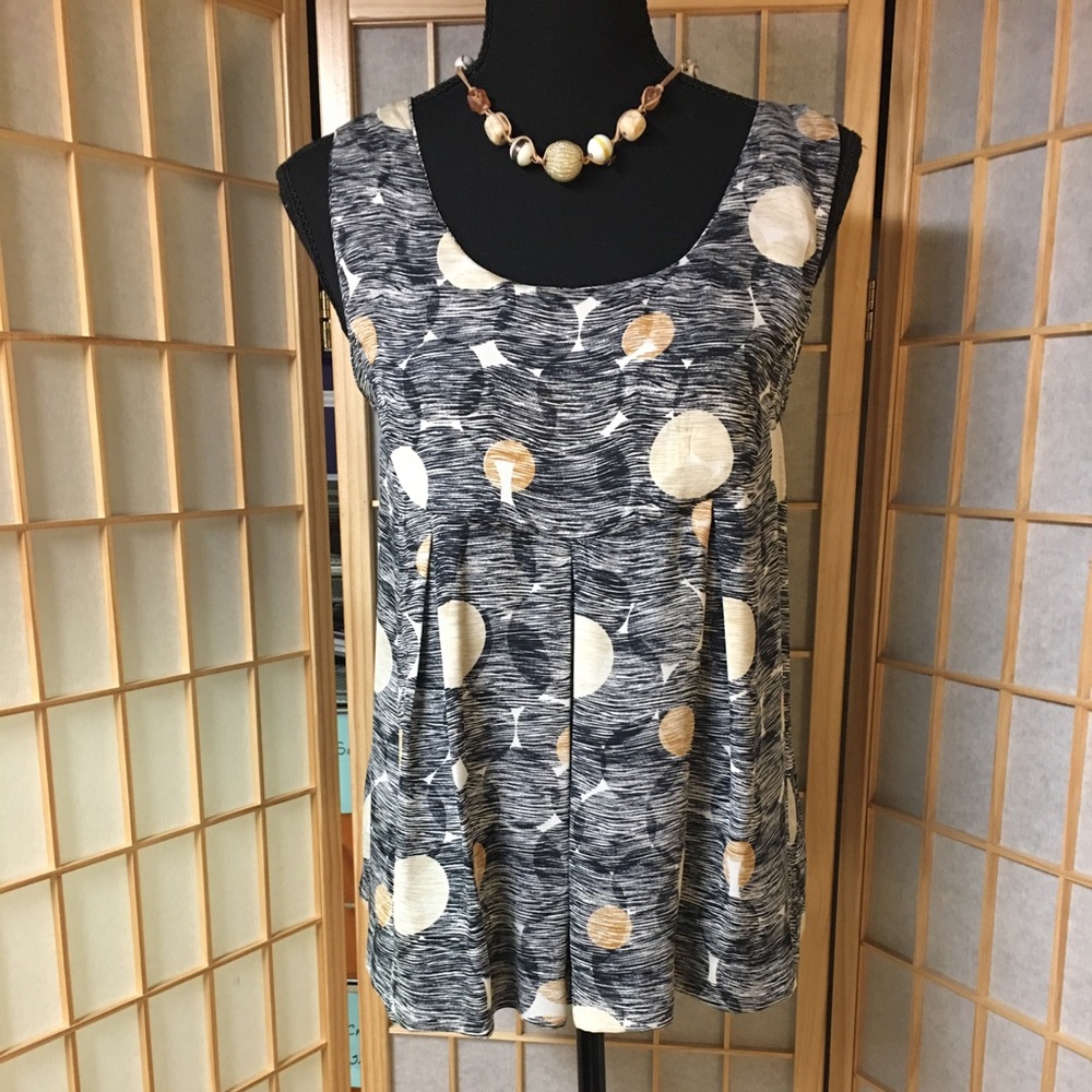 Rafella- multi colored/ pleated front&back top. Lg